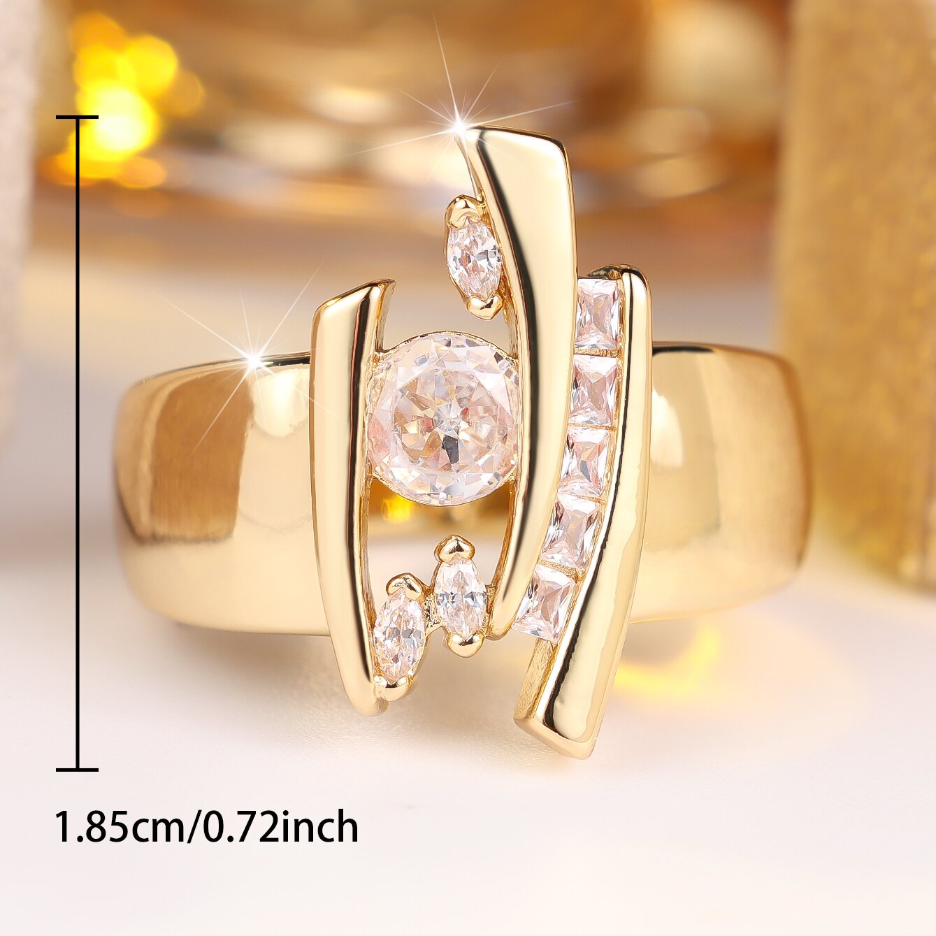 Women's Geometric Irregular Synthetic Zirconia Sparkling Ring